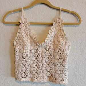 H&M Cream Floral Lace Camisole
